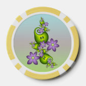 フローラファンタジー薄紫花グリーンシェイプフラクタル ポーカーチップ (裏面)