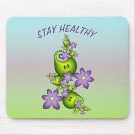 フローラファンタジー薄紫花グリーンシェイプフラクタル マウスパッド