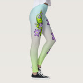 フローラファンタジー薄紫花グリーンシェイプフラクタル レギンス (右)