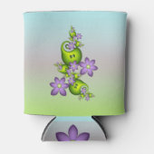 フローラファンタジー薄紫花グリーンシェイプフラクタル 缶クーラー (正面)