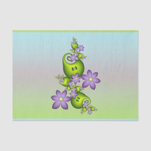 フローラファンタジー薄紫花グリーンシェイプフラクタル 薄葉紙 (正面)