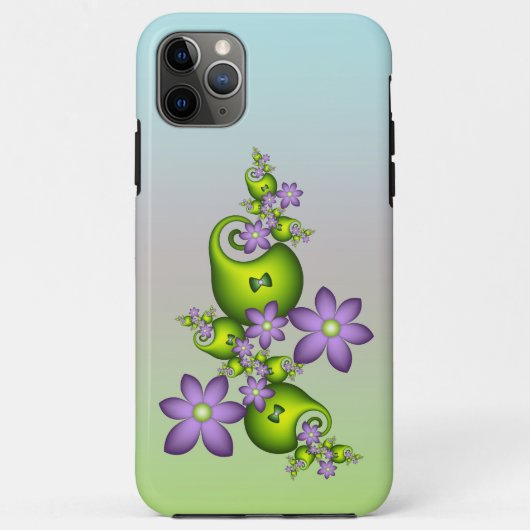 フローラファンタジー薄紫花グリーンシェイプフラクタル Case-Mate iPhoneケース (裏面)