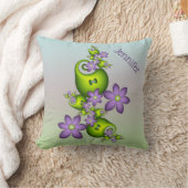 フローラファンタジー薄紫花緑のシェイプ名 クッション (ブランケット)