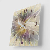 フローラファンタジー金ゴールドエッグプラント抽象芸術フラクタルアート スクエア壁時計 (傾斜)