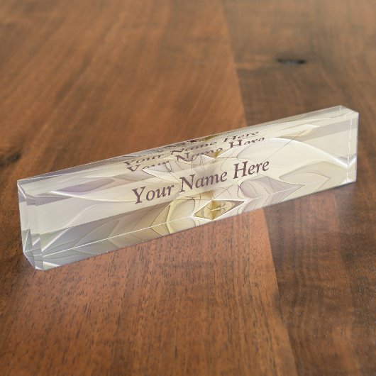 フローラファンタジー金ゴールドナス抽象芸術アート文字 デスクネームプレート (側面)