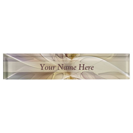 フローラファンタジー金ゴールドナス抽象芸術アート文字 デスクネームプレート (正面)