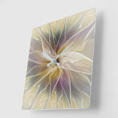 フローラファンタジー金ゴールドナス抽象芸術フラクタルアート スクエア壁時計 (傾斜)