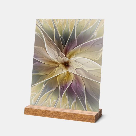 フローラファンタジー金ゴールドナス抽象芸術フラクタル・アート アクリルサイン (傾斜)