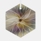 フローラファンタジー金ゴールドナス抽象芸術フラクタル・アート ガラスオーナメント (裏面)