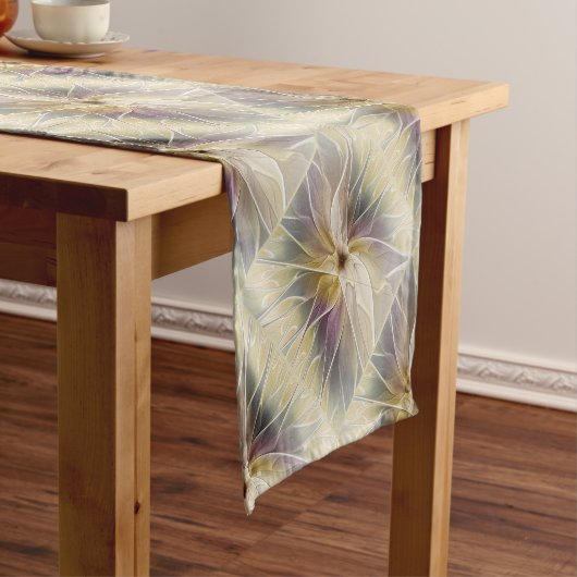 フローラファンタジー金ゴールドナス抽象芸術フラクタル・アート ショートテーブルランナー (インサイチュ)