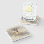 フローラファンタジー金ゴールドナス抽象芸術フラクタル・アート ストーンコースター (横)