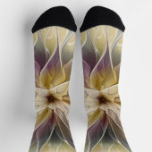 フローラファンタジー金ゴールドナス抽象芸術フラクタル・アート ソックス (上部)
