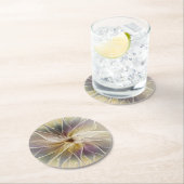 フローラファンタジー金ゴールドナス抽象芸術フラクタル・アート ラウンドペーパーコースター (インサイチュ)