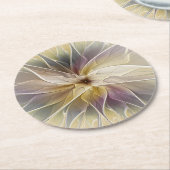 フローラファンタジー金ゴールドナス抽象芸術フラクタル・アート ラウンドペーパーコースター (アングル)