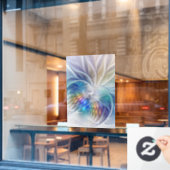 フローラファンタジー、カラフル抽象芸術フラクタル花 ウィンドウサイン (カフェ窓)