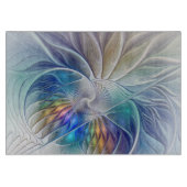 フローラファンタジー、カラフル抽象芸術フラクタル花 カッティングボード (正面)