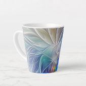 フローラファンタジー、カラフル抽象芸術フラクタル花 カフェラテマグ (左アングル)