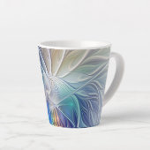 フローラファンタジー、カラフル抽象芸術フラクタル花 カフェラテマグ (右アングル)