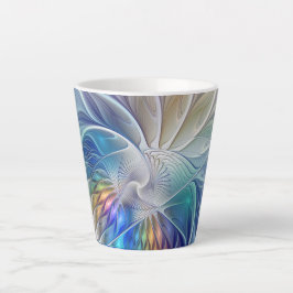 フローラファンタジー、カラフル抽象芸術フラクタル花 カフェラテマグ