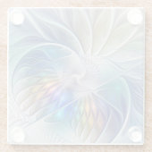 フローラファンタジー、カラフル抽象芸術フラクタル花 ガラスコースター (裏面)