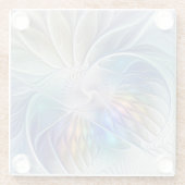 フローラファンタジー、カラフル抽象芸術フラクタル花 ガラスコースター (裏面)