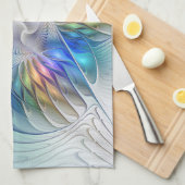 フローラファンタジー、カラフル抽象芸術フラクタル花 キッチンタオル (四つ折り)