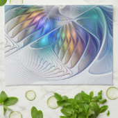 フローラファンタジー、カラフル抽象芸術フラクタル花 キッチンタオル (折り畳み)