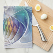 フローラファンタジー、カラフル抽象芸術フラクタル花 キッチンタオル (四つ折り)