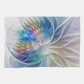 フローラファンタジー、カラフル抽象芸術フラクタル花 キッチンタオル (横)