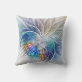 フローラファンタジー、カラフル抽象芸術フラクタル花 クッション (裏面)