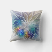 フローラファンタジー、カラフル抽象芸術フラクタル花 クッション (裏面)