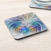 フローラファンタジー、カラフル抽象芸術フラクタル花 コースター (左側)
