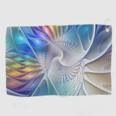 フローラファンタジー、カラフル抽象芸術フラクタル花 ゴルフタオル (横)