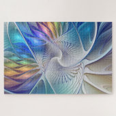 フローラファンタジー、カラフル抽象芸術フラクタル花 ジグソーパズル (横)