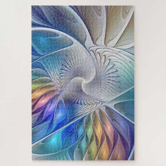 フローラファンタジー、カラフル抽象芸術フラクタル花 ジグソーパズル (縦)