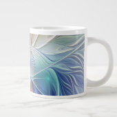 フローラファンタジー、カラフル抽象芸術フラクタル花 ジャンボコーヒーマグカップ (右)
