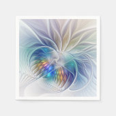 フローラファンタジー、カラフル抽象芸術フラクタル花 スタンダードカクテルナプキン (正面)