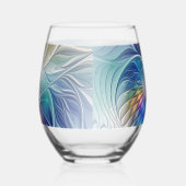 フローラファンタジー、カラフル抽象芸術フラクタル花 ステムなしワイングラス (左)