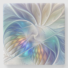 フローラファンタジー、カラフル抽象芸術フラクタル花 ストーンコースター