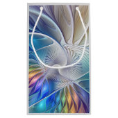 フローラファンタジー、カラフル抽象芸術フラクタル花 スモールペーパーバッグ (裏面)