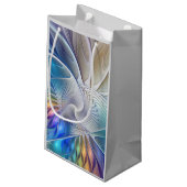 フローラファンタジー、カラフル抽象芸術フラクタル花 スモールペーパーバッグ (裏面アングル)