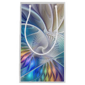 フローラファンタジー、カラフル抽象芸術フラクタル花 スモールペーパーバッグ (正面)