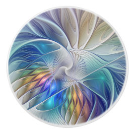 フローラファンタジー、カラフル抽象芸術フラクタル花 セラミックノブ