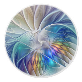 フローラファンタジー、カラフル抽象芸術フラクタル花 セラミックノブ