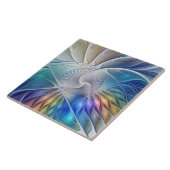 フローラファンタジー、カラフル抽象芸術フラクタル花 タイル (側面)