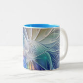 フローラファンタジー、カラフル抽象芸術フラクタル花 ツートーンマグカップ (正面右)