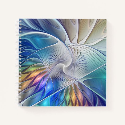 フローラファンタジー、カラフル抽象芸術フラクタル花 ノートブック (正面)