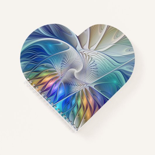 フローラファンタジー、カラフル抽象芸術フラクタル花 ノートブック (正面)