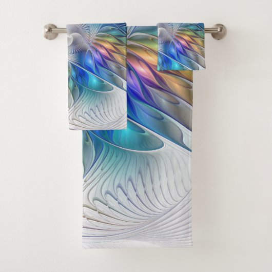 フローラファンタジー、カラフル抽象芸術フラクタル花 バスタオルセット (インサイチュ)