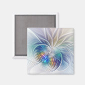 フローラファンタジー、カラフル抽象芸術フラクタル花 マグネット (正面/裏面)